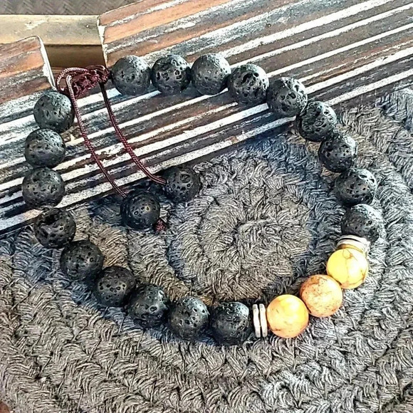 Handcrafted Chakra Bracelet Yellow Aqua Terra Jasp - Picture 5 of 8